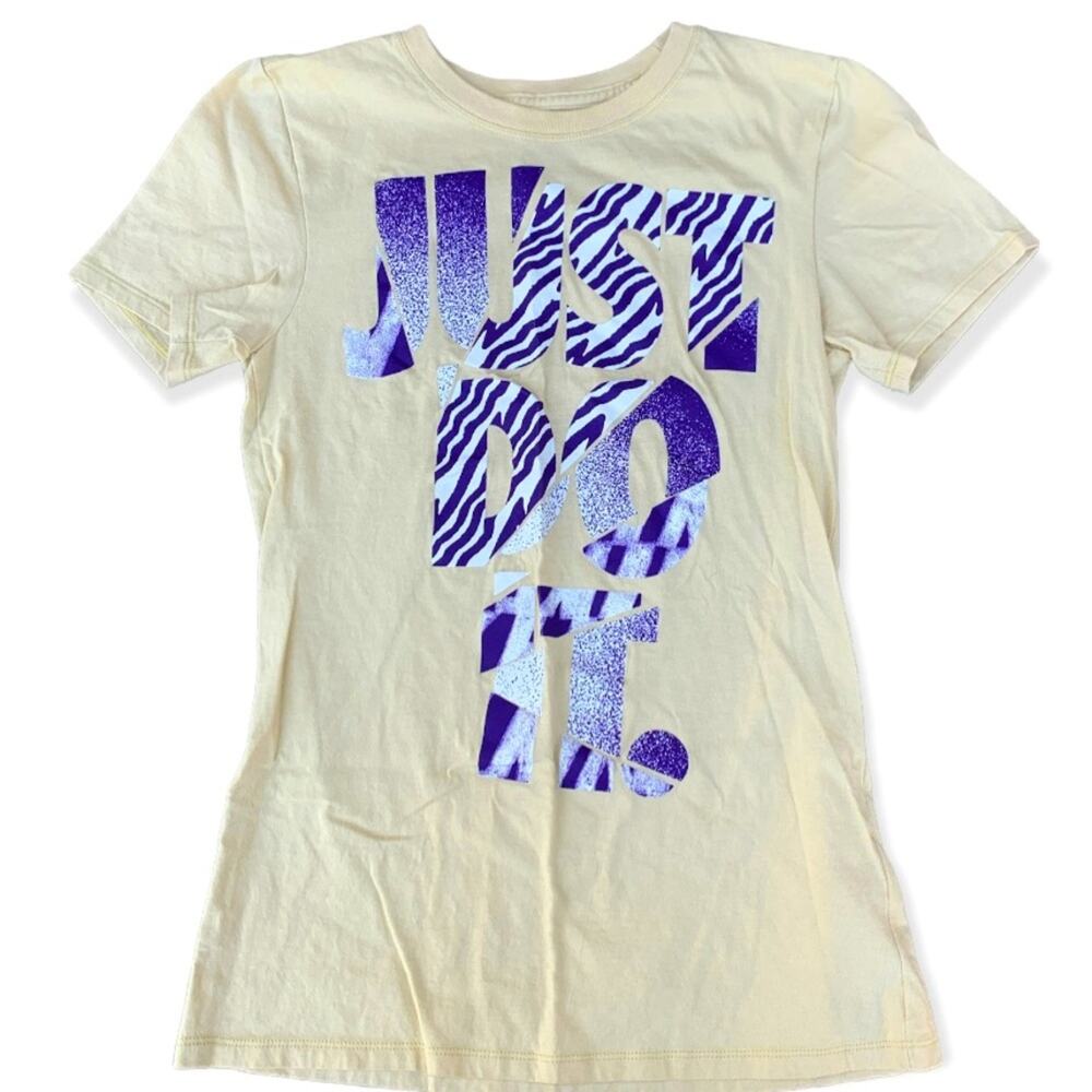 Nike Cream Color Purple Zebra Print Tee Size XS